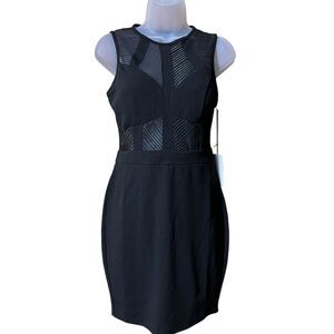 Sheer Mesh Black Bodycon Mini Dress Sz M Vtg Y2K Grunge Goth Witchcore Sexy LBD